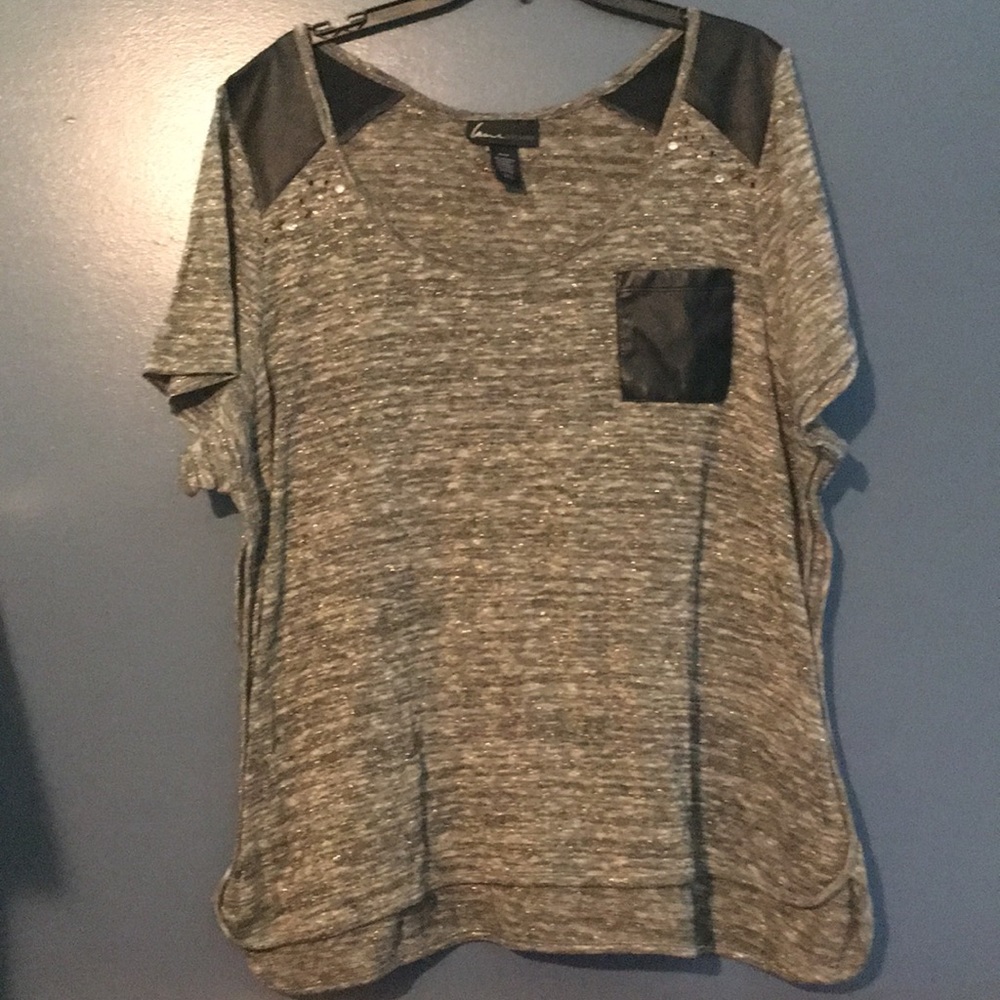 PLUS Lane Bryant Black Gold fleck Vegan Leather